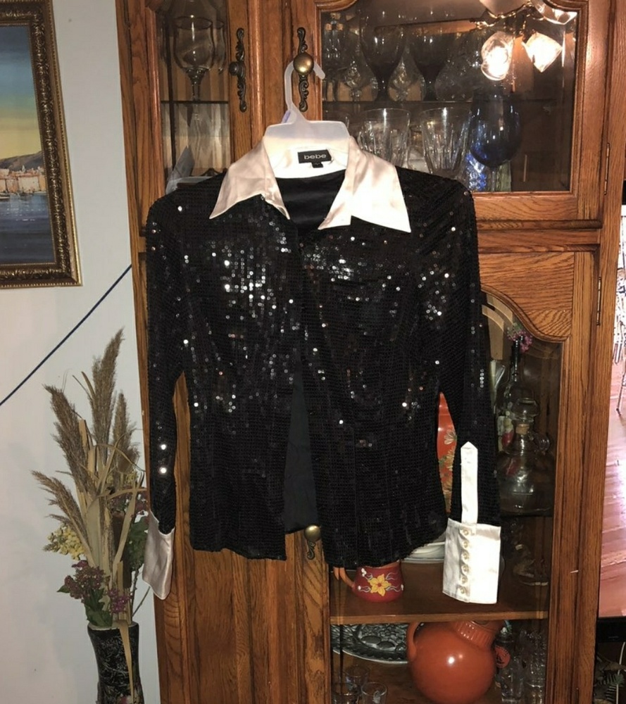Bebe black sequin  blouse